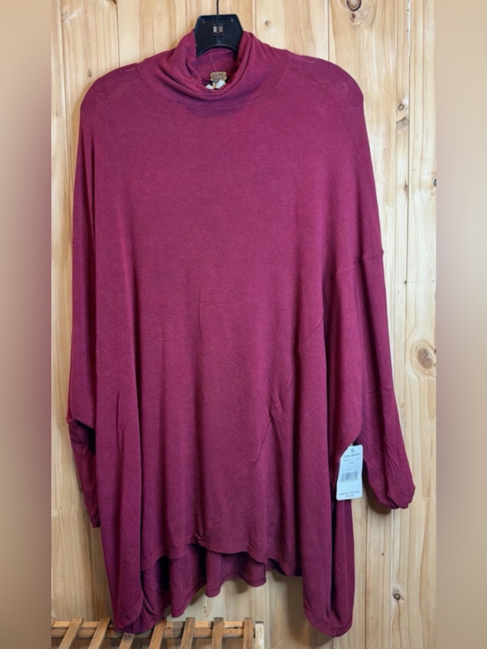 Free People Oversized Turtleneck Tunic in Burgundy